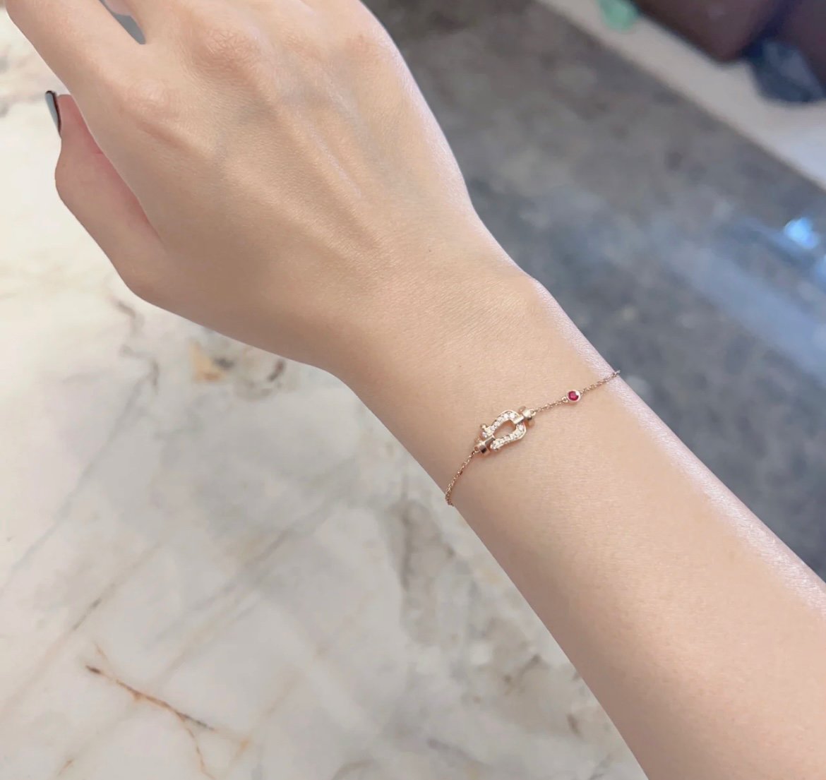 [Royal Jewelry]FORCE 10 DIAMOND CHAIN LINK PINK GOLD BRACELET