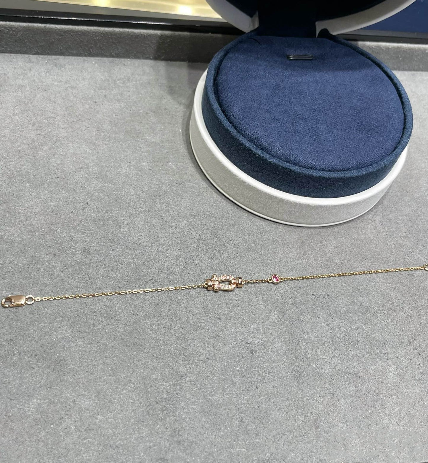 [Royal Jewelry]FORCE 10 DIAMOND CHAIN LINK PINK GOLD BRACELET