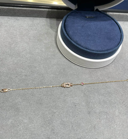 [Royal Jewelry]FORCE 10 DIAMOND CHAIN LINK PINK GOLD BRACELET