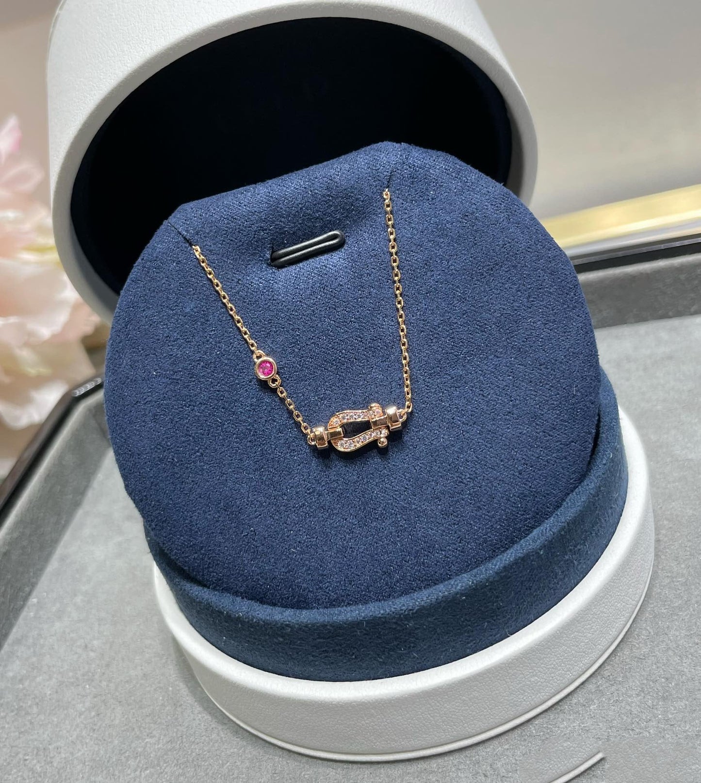 [Royal Jewelry]FORCE 10 DIAMOND CHAIN LINK PINK GOLD BRACELET