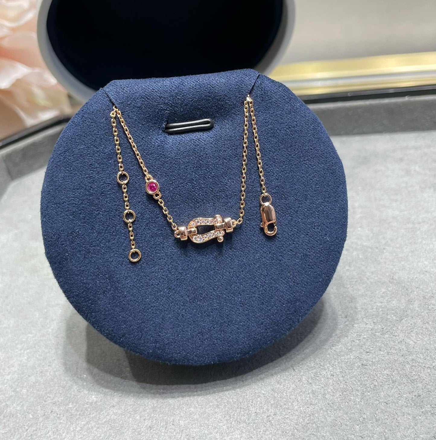 [Royal Jewelry]FORCE 10 DIAMOND CHAIN LINK PINK GOLD BRACELET