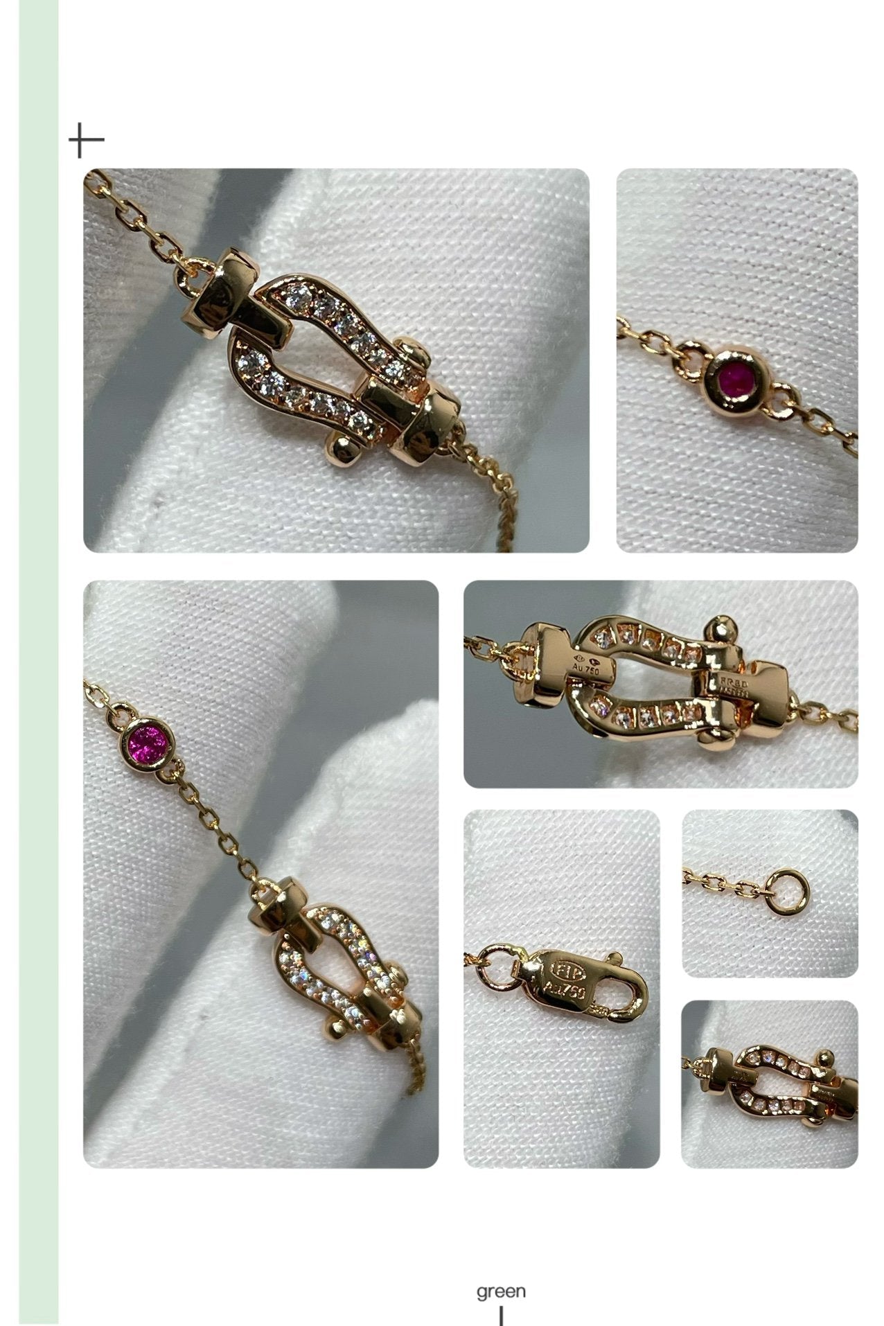 [Royal Jewelry]FORCE 10 DIAMOND CHAIN LINK PINK GOLD BRACELET