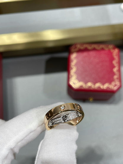 [Royal Jewelry]LOVE PINK GOLD SILVER DIAMOND DOUBLE RING