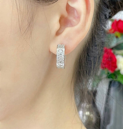 [Royal Jewelry]LOVE 5.5MM DIAMOND PAVED EARRINGS