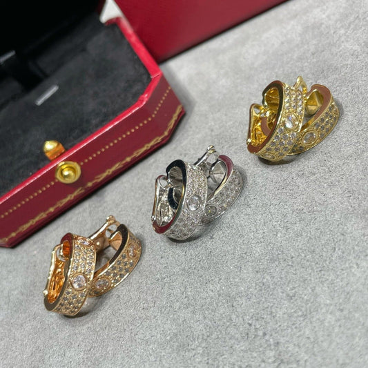 [Royal Jewelry]LOVE 5.5MM DIAMOND PAVED EARRINGS