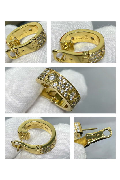 [Royal Jewelry]LOVE 5.5MM DIAMOND PAVED EARRINGS