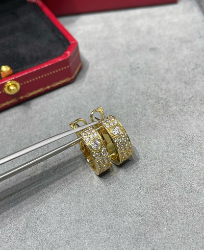 [Royal Jewelry]LOVE 5.5MM DIAMOND PAVED EARRINGS