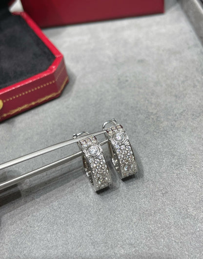 [Royal Jewelry]LOVE 5.5MM DIAMOND PAVED EARRINGS