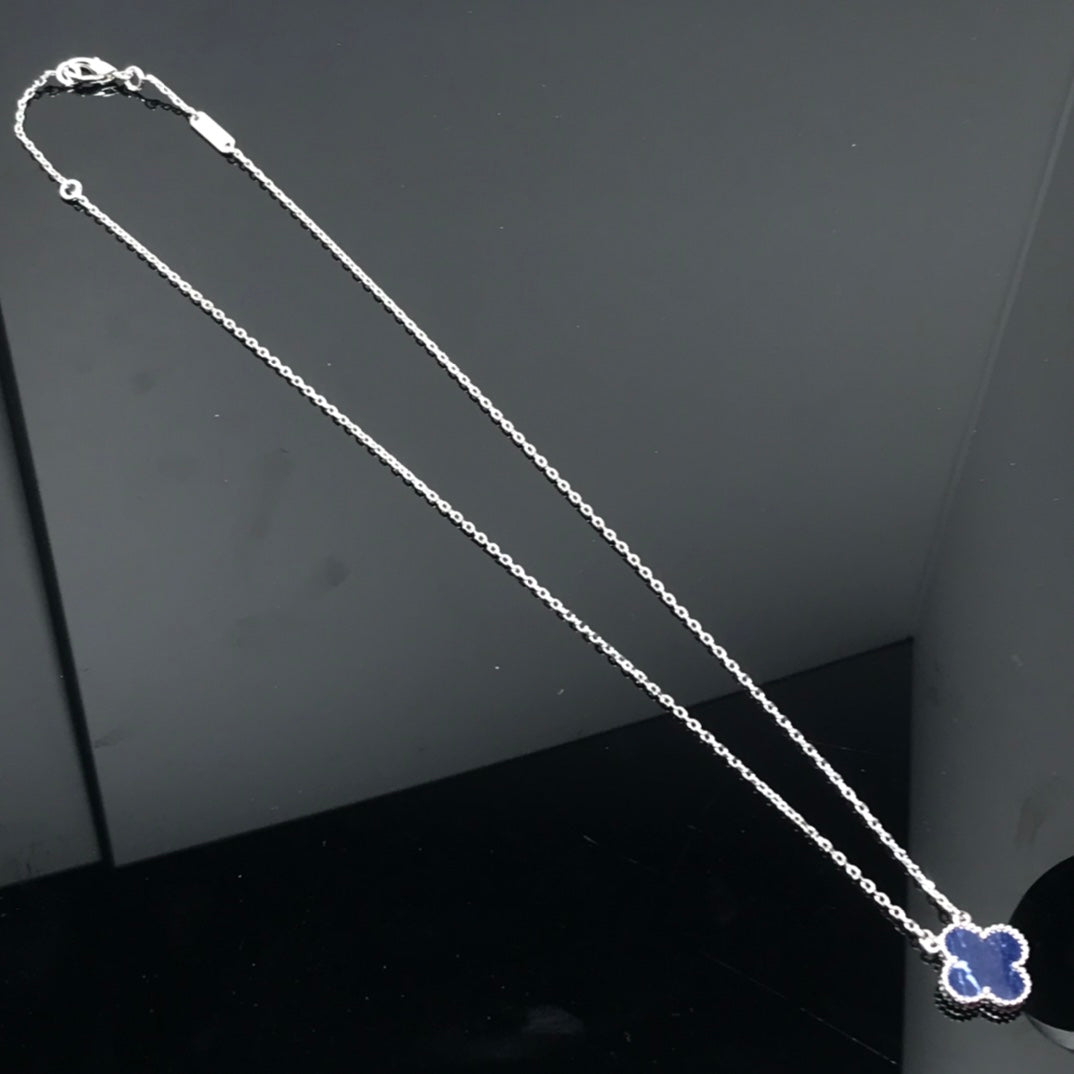 [Royal Jewelry]CLOVER PIETERSITE SILVER LONG NECKLACE
