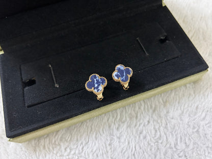 [Royal Jewelry]CLOVER PIETERSITE MEDIUM STUD EARRINGS