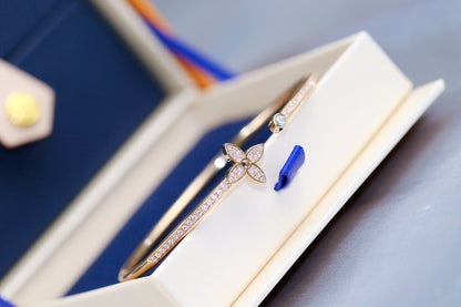 [Royal Jewelry]IDYLLE PINK GOLD OPEN BRACELET DIAMOND PAVED