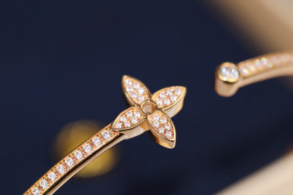 [Royal Jewelry]IDYLLE PINK GOLD OPEN BRACELET DIAMOND PAVED
