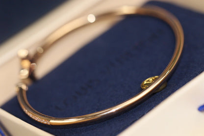 [Royal Jewelry]IDYLLE PINK GOLD OPEN BRACELET DIAMOND PAVED