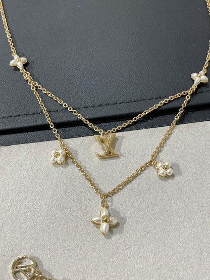 [Royal Jewelry]FLOWERGRAM GOLD MOP DOUBLE ROW NECKLACE