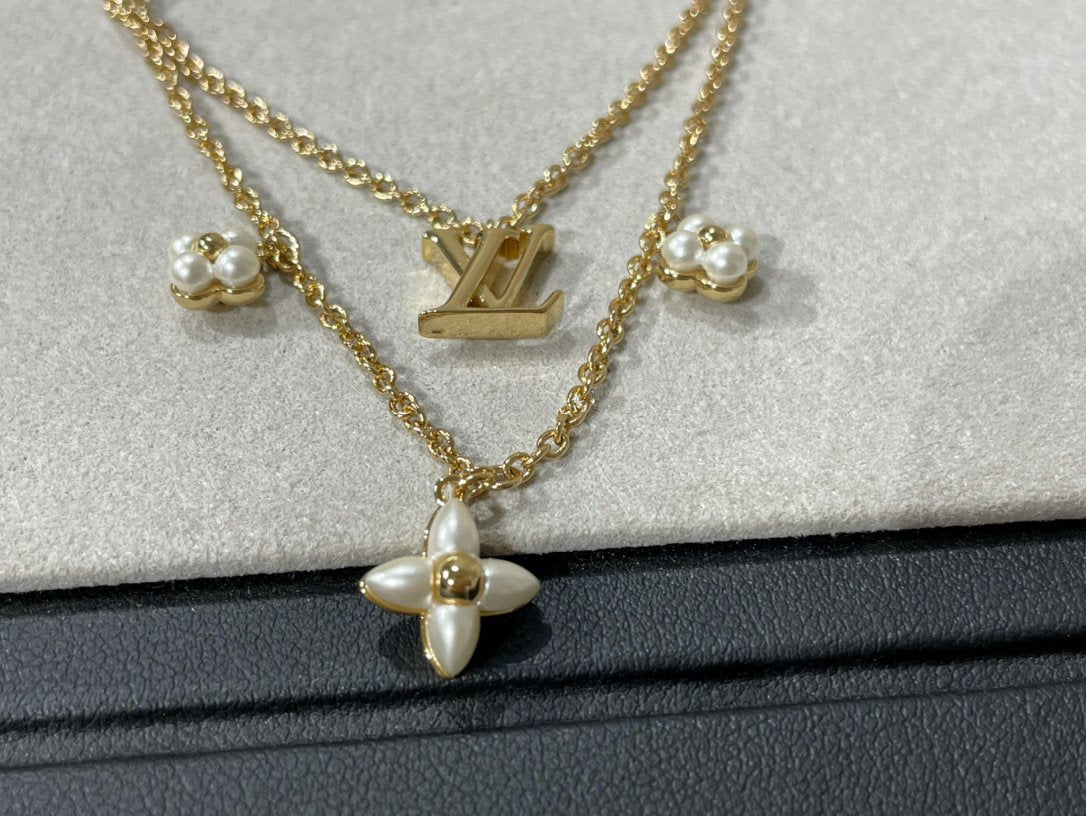 [Royal Jewelry]FLOWERGRAM GOLD MOP DOUBLE ROW NECKLACE