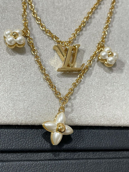 [Royal Jewelry]FLOWERGRAM GOLD MOP DOUBLE ROW NECKLACE