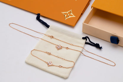 [Royal Jewelry]STAR PINK MOP 1 DIAMOND PINK GOLD NECKLACE