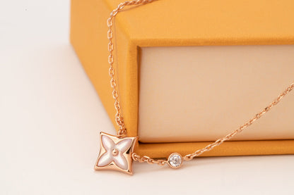 [Royal Jewelry]STAR PINK MOP 1 DIAMOND PINK GOLD NECKLACE
