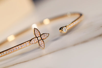 [Royal Jewelry]IDYLLE GOLD OPEN BRACELET DIAMOND PAVED