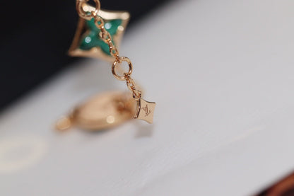 [Royal Jewelry]STAR AND SUN 4 MOTIF PINK GOLD MALACHITE BRACELET
