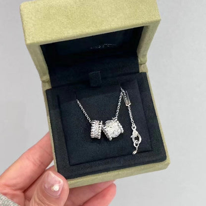 [Royal Jewelry]PERLEE DOUBLE PENDANT SILVER DIAMOND NECKLACE