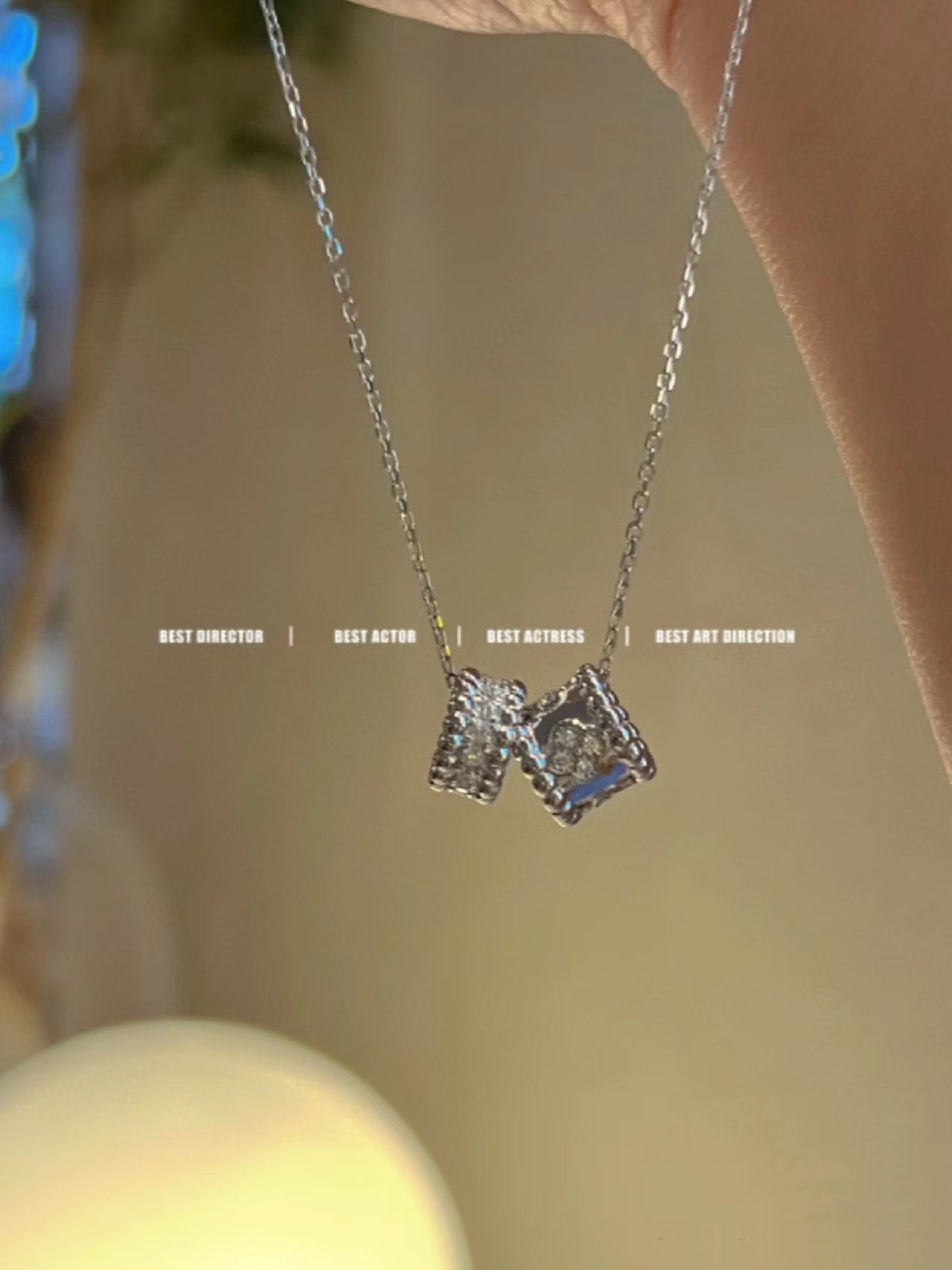 [Royal Jewelry]PERLEE DOUBLE PENDANT SILVER DIAMOND NECKLACE