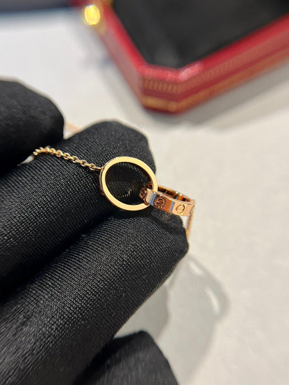 [Royal Jewelry]LOVE NECKLACE DOUBLE RING PINK GOLD