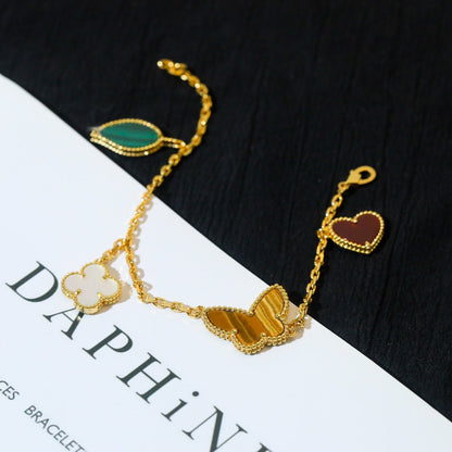 [Royal Jewelry]LUCKY SPRING 5 MOTIF GOLD BRACELET