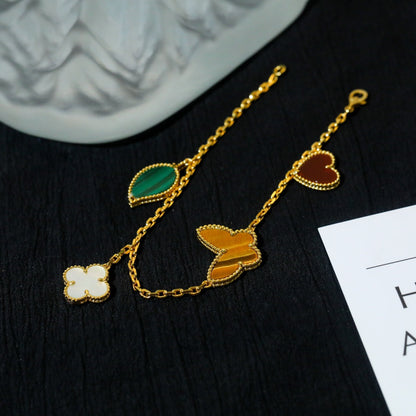 [Royal Jewelry]LUCKY SPRING 5 MOTIF GOLD BRACELET