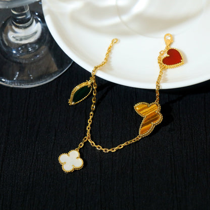 [Royal Jewelry]LUCKY SPRING 5 MOTIF GOLD BRACELET