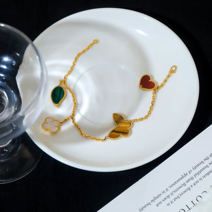 [Royal Jewelry]LUCKY SPRING 5 MOTIF GOLD BRACELET