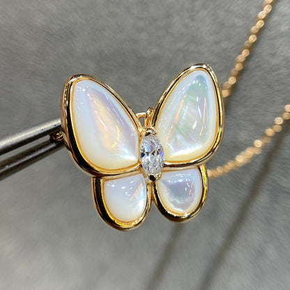 [Royal Jewelry]BUTTERFLY MOP DIAMOND NECKLACE
