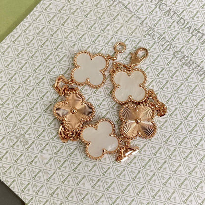 [Royal Jewelry]CLOVER BRACELET 5 MOTIF WHITE MOP PINK GOLD