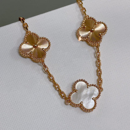 [Royal Jewelry]CLOVER BRACELET 5 MOTIF WHITE MOP PINK GOLD