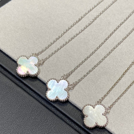 [Royal Jewelry]CLOVER MEDIUM SILVER WHITE MOP NECKLACE