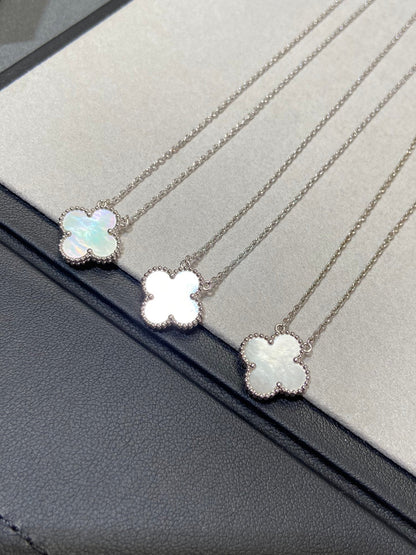 [Royal Jewelry]CLOVER MEDIUM SILVER WHITE MOP NECKLACE