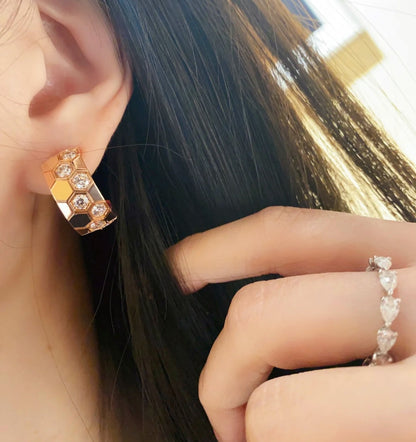 [Royal Jewelry]BEE LOVE DIAMOND HOOP EARRINGS