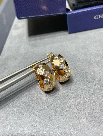 [Royal Jewelry]BEE LOVE DIAMOND HOOP EARRINGS