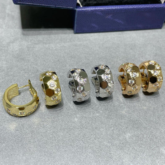 [Royal Jewelry]BEE LOVE DIAMOND HOOP EARRINGS