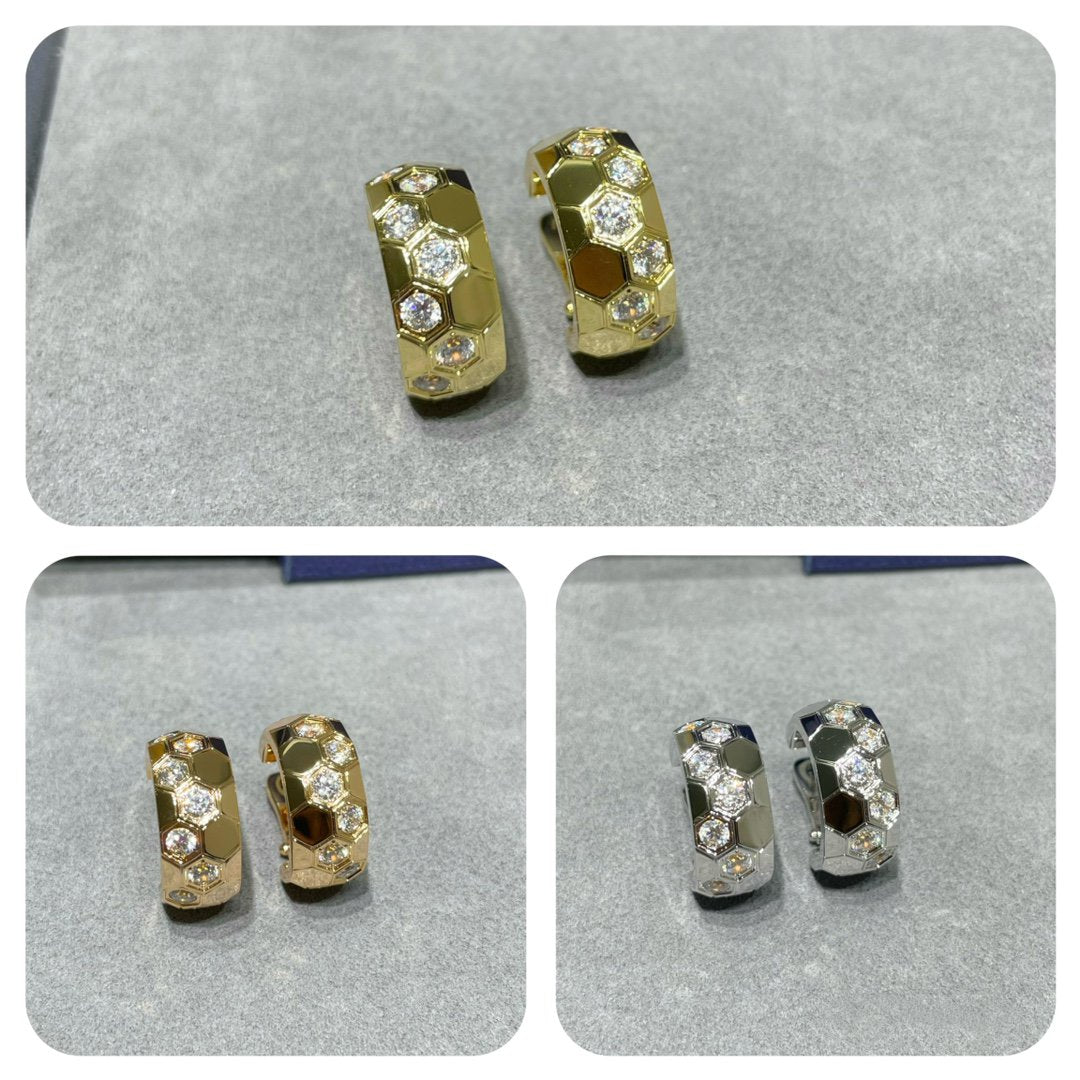 [Royal Jewelry]BEE LOVE DIAMOND HOOP EARRINGS
