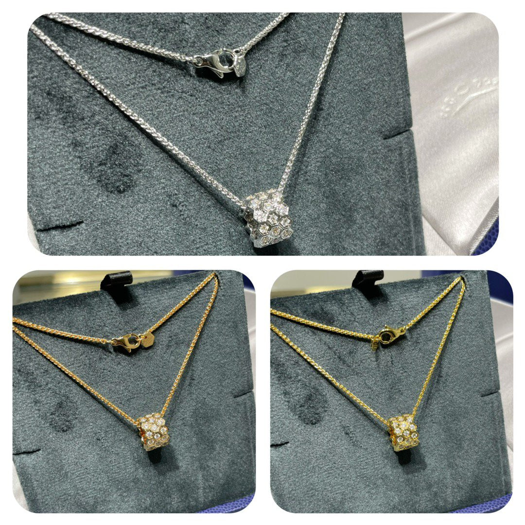 [Royal Jewelry]BEE LOVE DIAMOND PAVED 3 ROW NECKLACE
