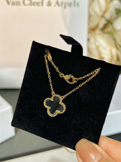 [Royal Jewelry]CLOVER ROCK CRYSTAL ROSE GOLD NECKLACE
