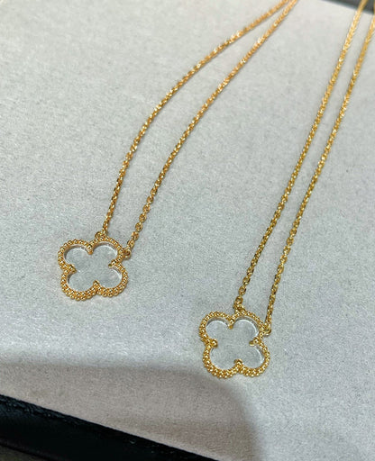 [Royal Jewelry]CLOVER ROCK CRYSTAL ROSE GOLD NECKLACE