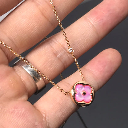 [Royal Jewelry]COLOR BLOSSOM PINK MOP SUN GOLD NECKLACE
