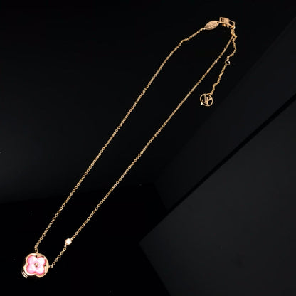 [Royal Jewelry]COLOR BLOSSOM PINK MOP SUN GOLD NECKLACE