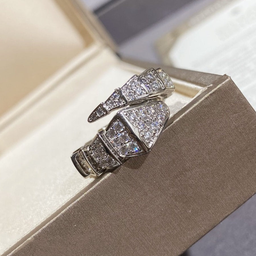 [Royal Jewelry]SERPENTI LARGE RING SILVER DIAMOND PAVED