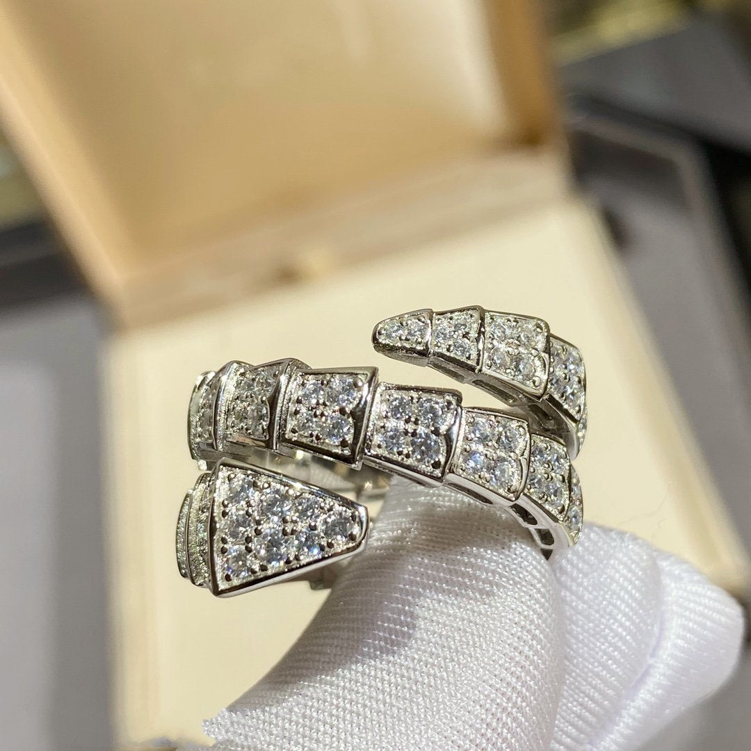 [Royal Jewelry]SERPENTI DOUBLE RING SILVER DIAMOND PAVED
