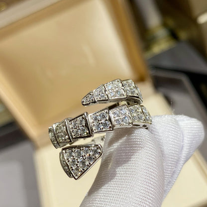 [Royal Jewelry]SERPENTI DOUBLE RING SILVER DIAMOND PAVED