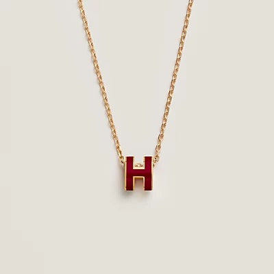 [Royal Jewelry]HM CLIC RED ENAMEL GOLD NECKLACE