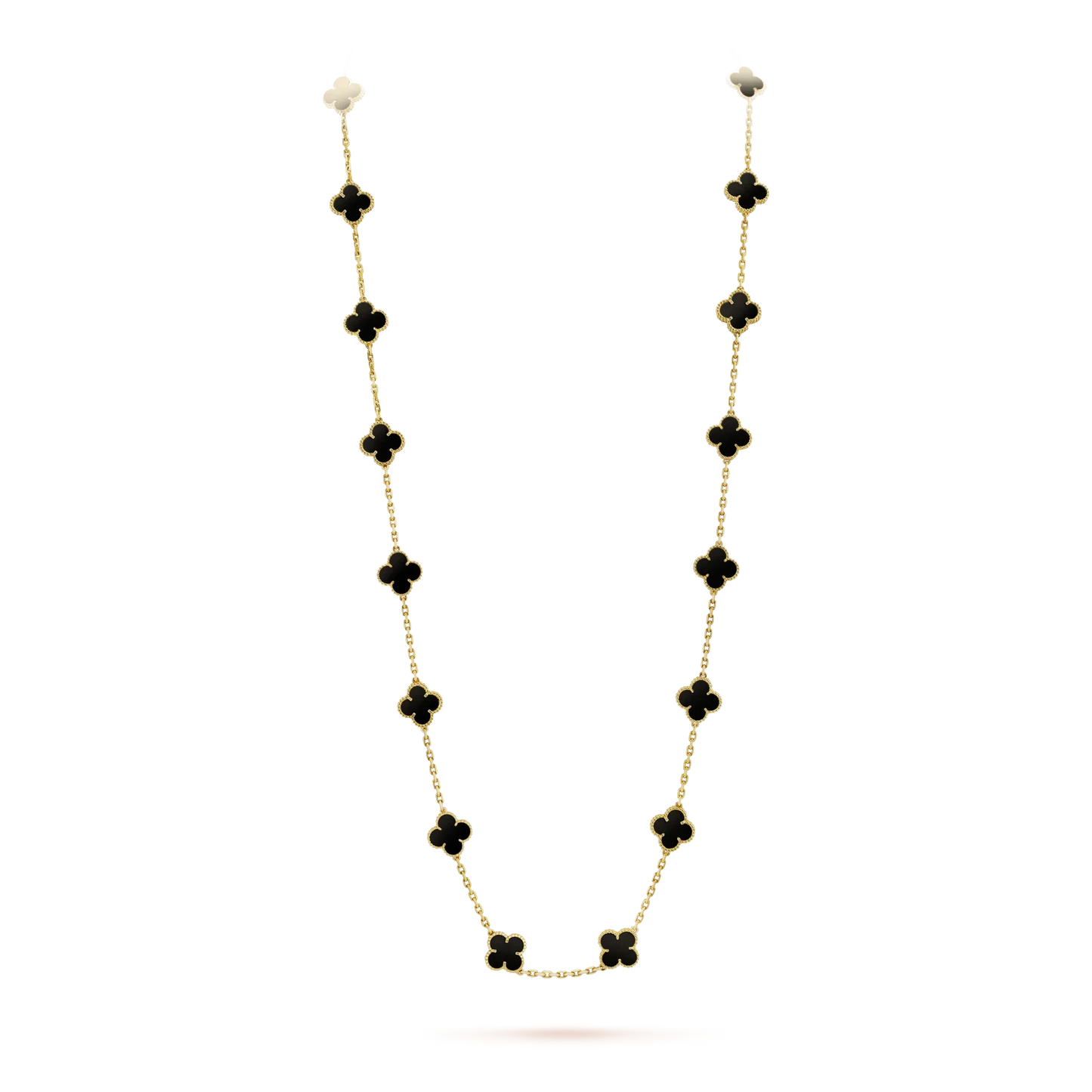 [Royal Jewelry]CLOVER 20 MOTIFS ONYX NECKLACE